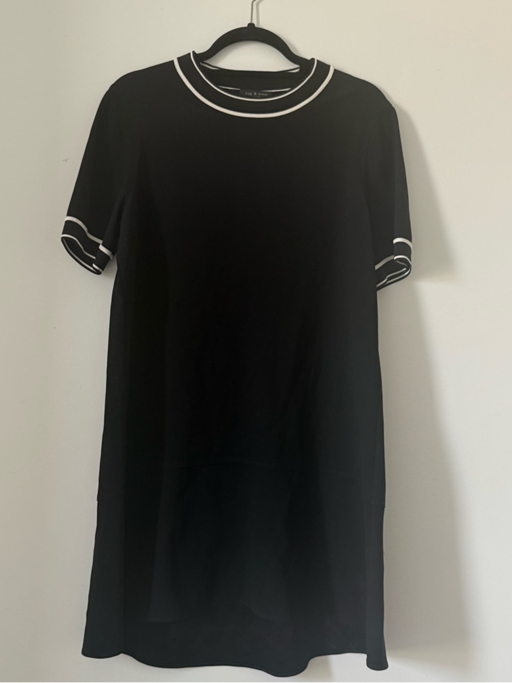 rag & bone Black Shift Dress with White Contrast Trim